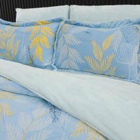 مفرش منال شتوي فاخر مزدوج مخمل سماوي أصفر عدد القط...