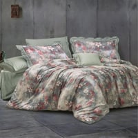 مفرش دانيا مزدوج قطن أخضر وردي برسومات الزهور عدد...