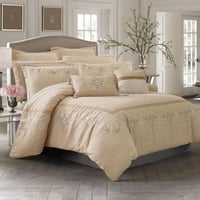 مفرش إليجانت صيفي مطرز مزدوج فاخر لون بيج عدد القط...