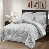 مفرش سيفل صيفي مزدوج جاكارد فاخر مطرز رصاصي عدد ال...