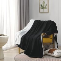 بطانية مادلين خفيفة فرو مزدوج أسود مقاس 240 × 220...