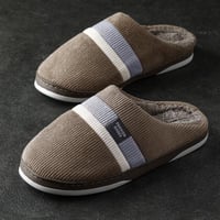 حذاء منزلي رجالي شتوي مخمل و فرو بني