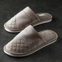 حذاء منزلي رجالي شتوي مخمل بيج