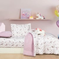 مفرش أطفال لوميرا مفرد ونص مخمل وفرو أبيض ليلكي عد...