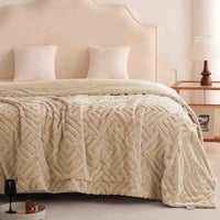 بطانية مونتريال خفيفة فرو مفرد ونص بيج مقاس 220 ×...