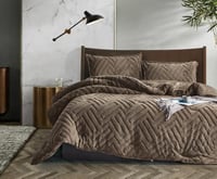 مفرش ماركوبولو فرو شتوي مزدوج بني عدد القطع 4