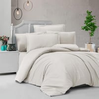 طقم غطاء لحاف فندقي نداف بدون حشوة مزدوج كريمي عدد...