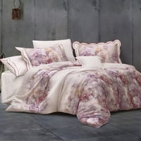 مفرش دانيا مزدوج قطن وردي برسومات الزهور عدد القطع...