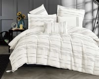 مفرش آنسي مزدوج قطن جاكارد أبيض عدد القطع 8