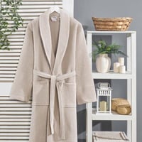 روب نداف - قطن 100% فاخر - تركي - تصميم وافل - بيج...