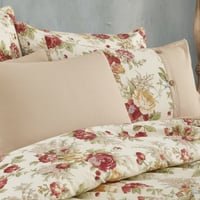 مفرش إنسجام صيفي قطن كريمي وبيج برسومات الزهور