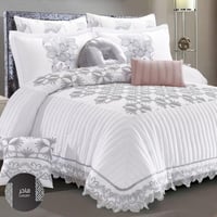 مفرش جود صيفي مطرز فاخر مقاس كوين 150x200 سم كريمي...