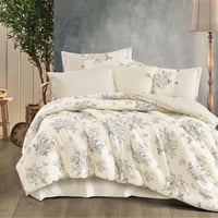 مفرش إنسجام صيفي قطن كريمي فاتح برسومات الزهور