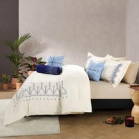 مفرش هبوب صيفي مزدوج كريمي مطرز عدد القطع 9