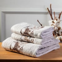 طقم مناشف ميترا قطن تركي مطرز بيج عدد القطع 3