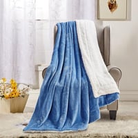 بطانية نداف خفيفة فرو مزدوج أزرق فاتح مقاس 240 × 2...