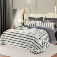 مفرش كلاود شتوي فاخر مزدوج مخمل و فرو ناعم أبيض ور...