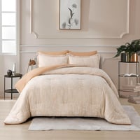 مفرش مارون صيفي مزدوج جاكارد فاخر بيج عدد القطع 6