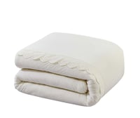 مفرش فرنزي فرو ناعم مزدوج أبيض مع بطانية أصفر عدد...