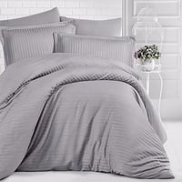 مفرش فندقي مفرد ونص رصاصي مقلم عدد القطع 5