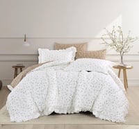 مفرش ريد روز صيفي مفرد ونص قطن فاخر أبيض بيج برسوم...