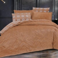 مفرش ديفا شتوي مفرد و نص مخمل بيج غامق عدد القطع 4