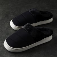 حذاء منزلي نسائي شتوي فرو أسود