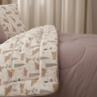 مفرش تورين أطفال صيفي مفرد و نص قطن ليلكي عدد القط...