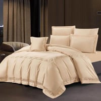 مفرش ويلز مزدوج قطن فاخر 300 غرزة بيج غامق عدد الق...