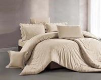 مفرش رانا مزدوج قطن بيج غامق عدد القطع 7