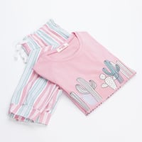 طقم بيجامة بناتي صيفية وردي