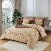 مفرش الدرعية صيفي مزدوج بني مطرز عدد القطع 9