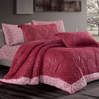 مفرش فيفيان شتوي مزدوج مخمل و فرو عنابي عدد القطع...