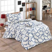 مفرش فيوليت صيفي قطن مقاس كوين أبيض وأزرق متعدد ال...