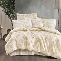 مفرش إنسجام صيفي قطن بيج برسومات الزهور