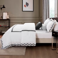 مفرش مراكش صيفي مطرز فاخر أبيض ورصاصي