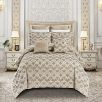 مفرش نوره صيفي مزدوج جاكارد فاخر بيج عدد القطع 10