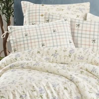 مفرش إنسجام صيفي قطن كريمي برسومات الزهور