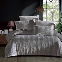 مفرش كيراما شتوي فاخر مزدوج مخمل محفور رصاصي عدد ا...