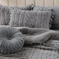 مفرش لينا شتوي رصاصي فاخر فرو