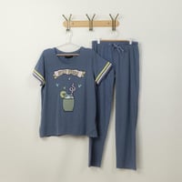 طقم بيجامة نسائية صيفية أزرق