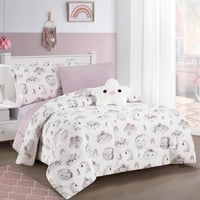 مفرش هوبي أطفال مفرد ونص شتوي فاخر مخمل أبيض وليلك...