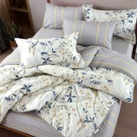 مفرش سمرلاند قطن 100% مزدوج برسومات الزهور كريمي و...