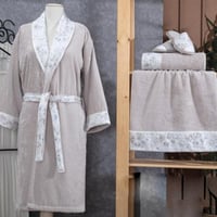 طقم روب استحمام تركي مفرد بيج عدد القطع 4