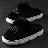 حذاء منزلي نسائي شتوي فرو أسود