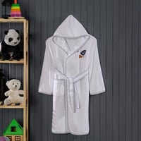 روب استحمام أطفال تركي قطن مطرز بقبعة أبيض