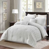 مفرش كاديس صيفي مزدوج جاكارد فاخر مطرز أبيض و رصاص...