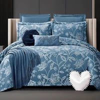 مفرش أنبيلا صيفي مزدوج قطن جاكارد فاخر مطرز أزرق ع...