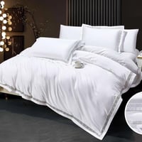 مفرش بيتي صيفي مزدوج قطن فاخر أبيض عدد القطع 7