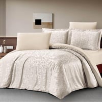 مفرش ساريف شتوي فاخر مزدوج مخمل جاكارد بيج فاتح عد...